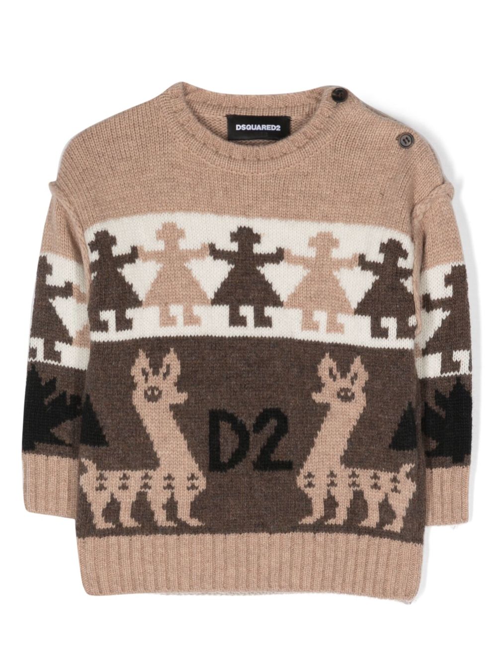 DSQUARED2 KIDS intarsia-knit jumper - Neutrals