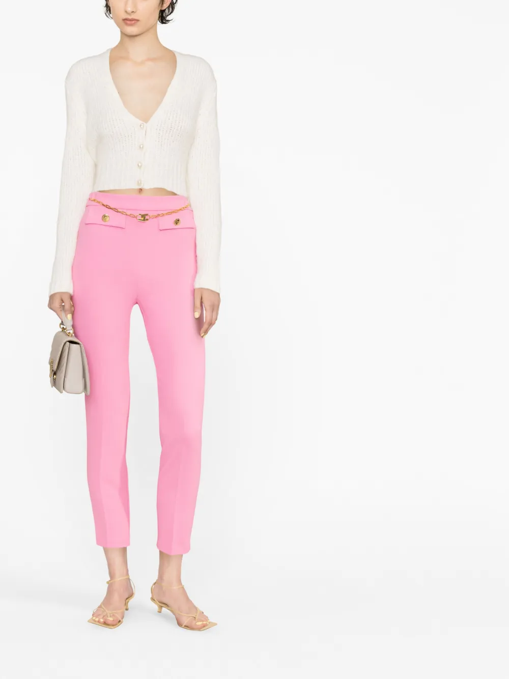 Elisabetta Franchi Broek met logoketting - Roze
