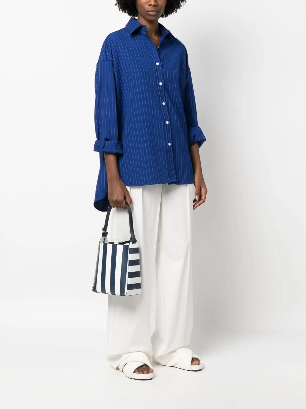 A.P.C. Virginie leren shopper - Blauw