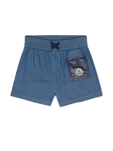 Moncler Enfant front-pocket elastic-waist denim shorts