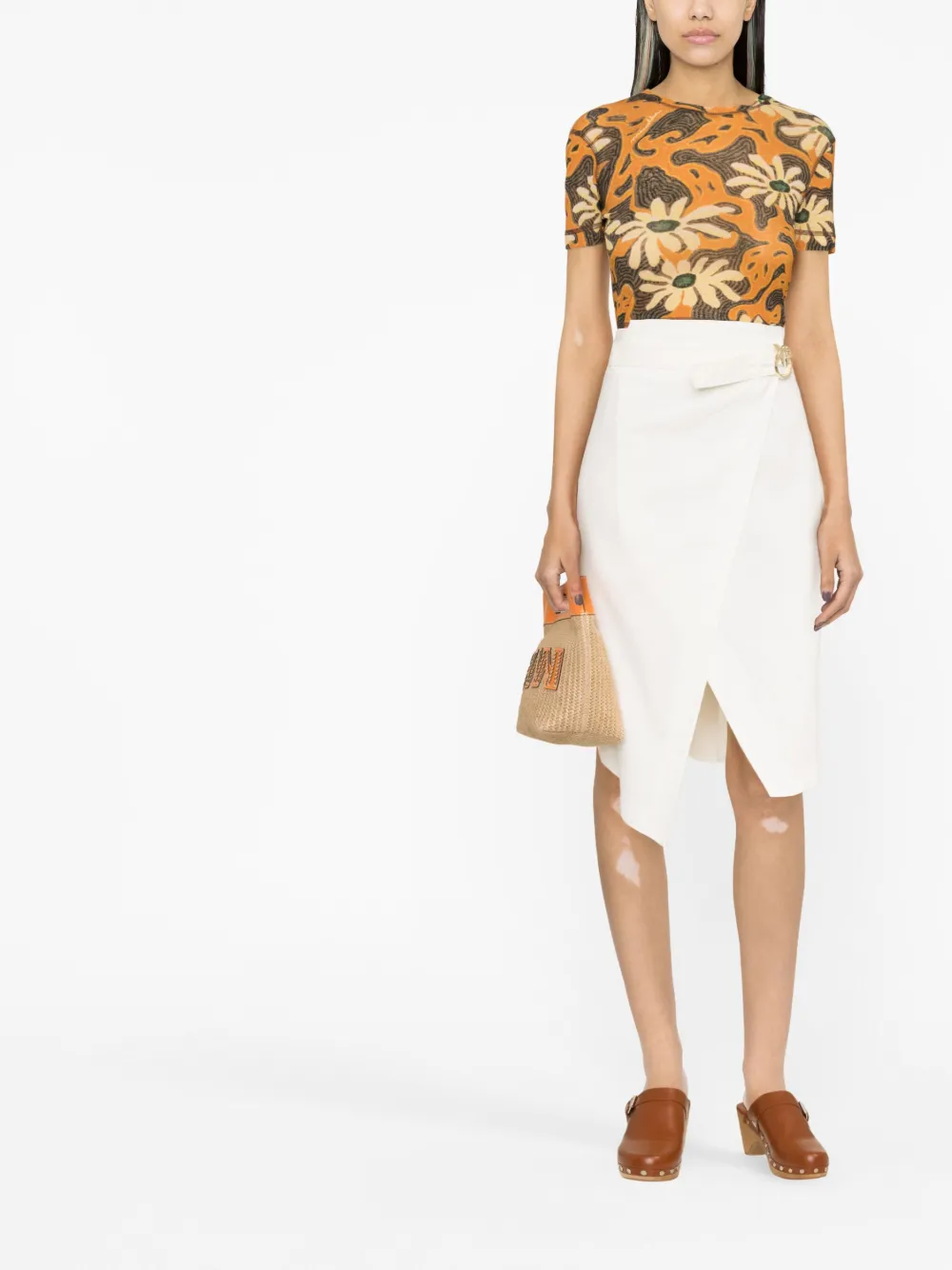 PINKO Wikkelrok met logoplakkaat - Wit