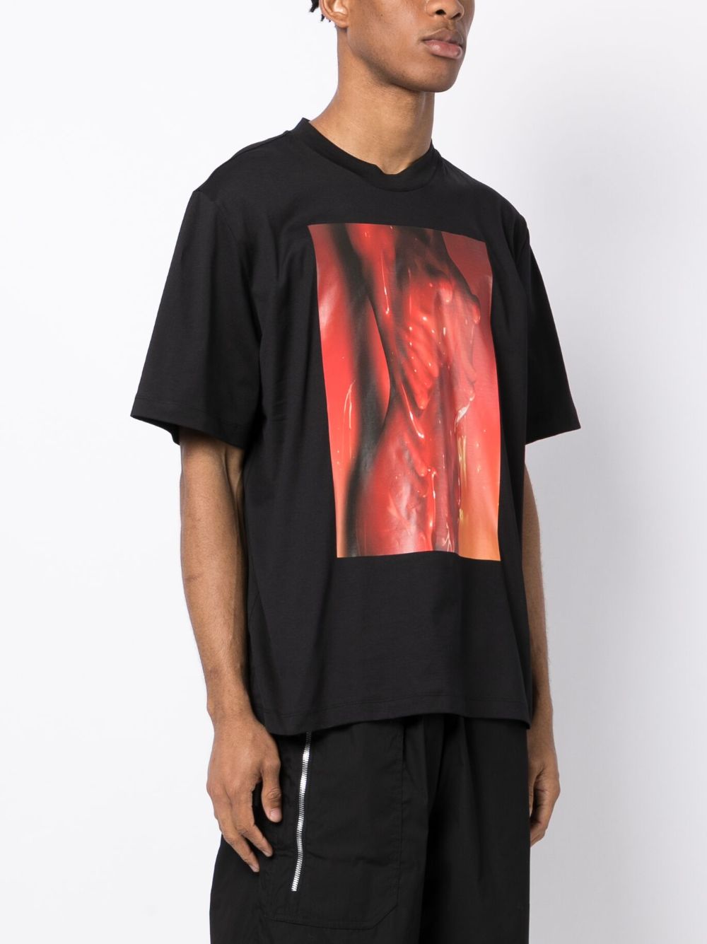 Shop Jordanluca Graphic-print Crew-neck Cotton T-shirt In Black