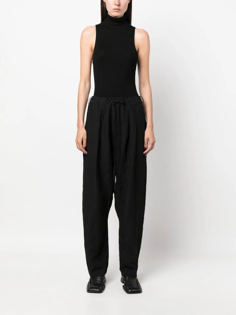 Forme D'expression Drop-crotch Drawstring Trousers In Schwarz