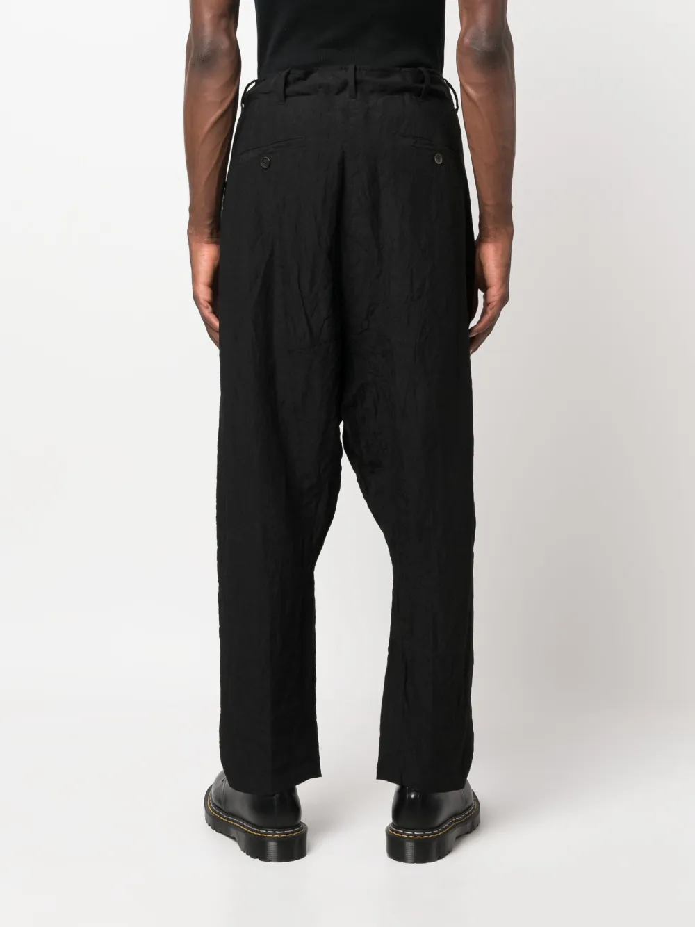 Forme D'expression Drop-crotch Drawstring Trousers In Schwarz