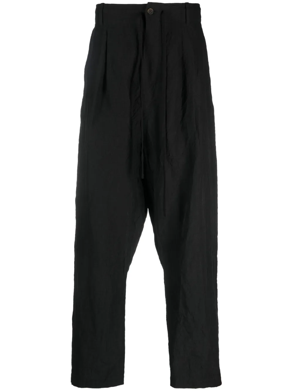 Forme D'expression Drop-crotch Drawstring Trousers In Schwarz