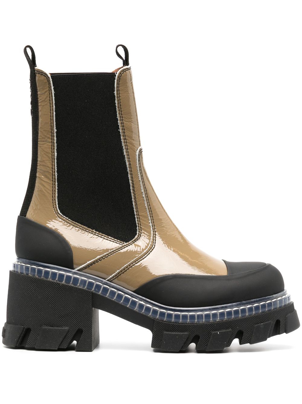 Ganni Panelled Chunky Leather Chelsea Boots In Gold