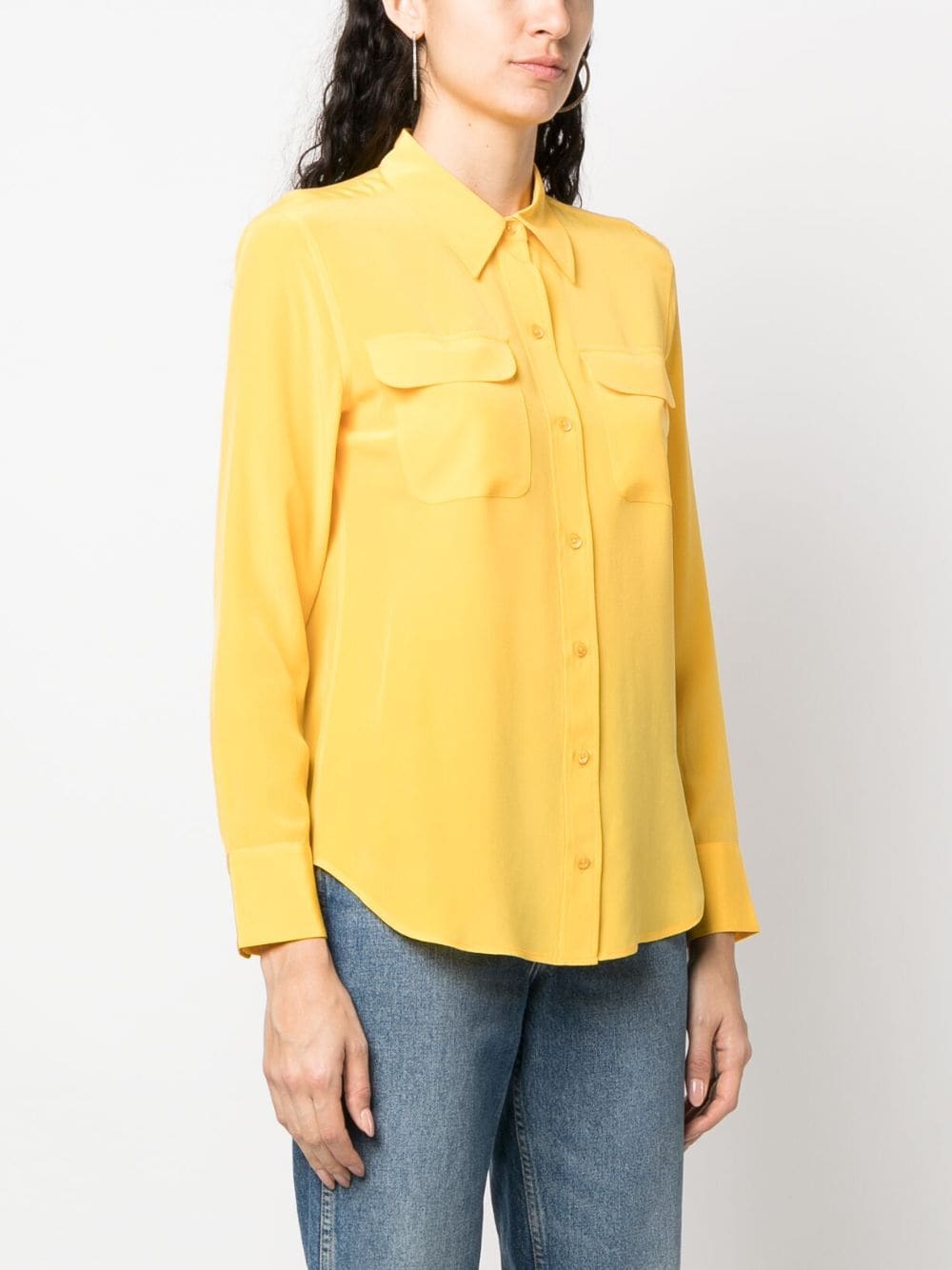 Shop Equipment Long-sleeve Silk Shirt In Yellow