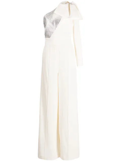 Elie Saab crystal-embellished one-shoulder jumpsuit