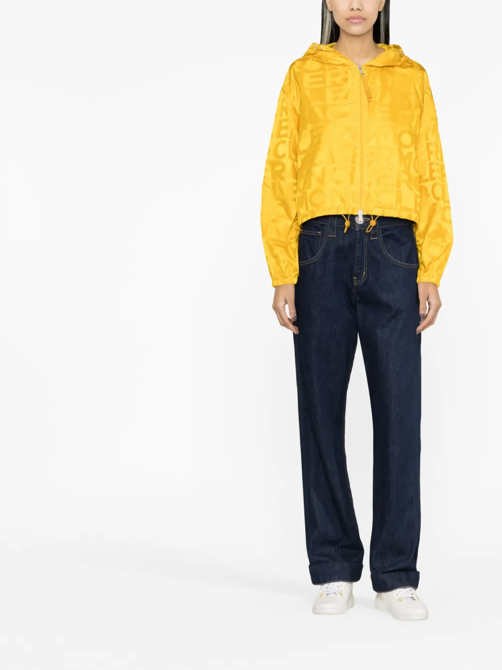Moncler Windjack met logoprint - Geel
