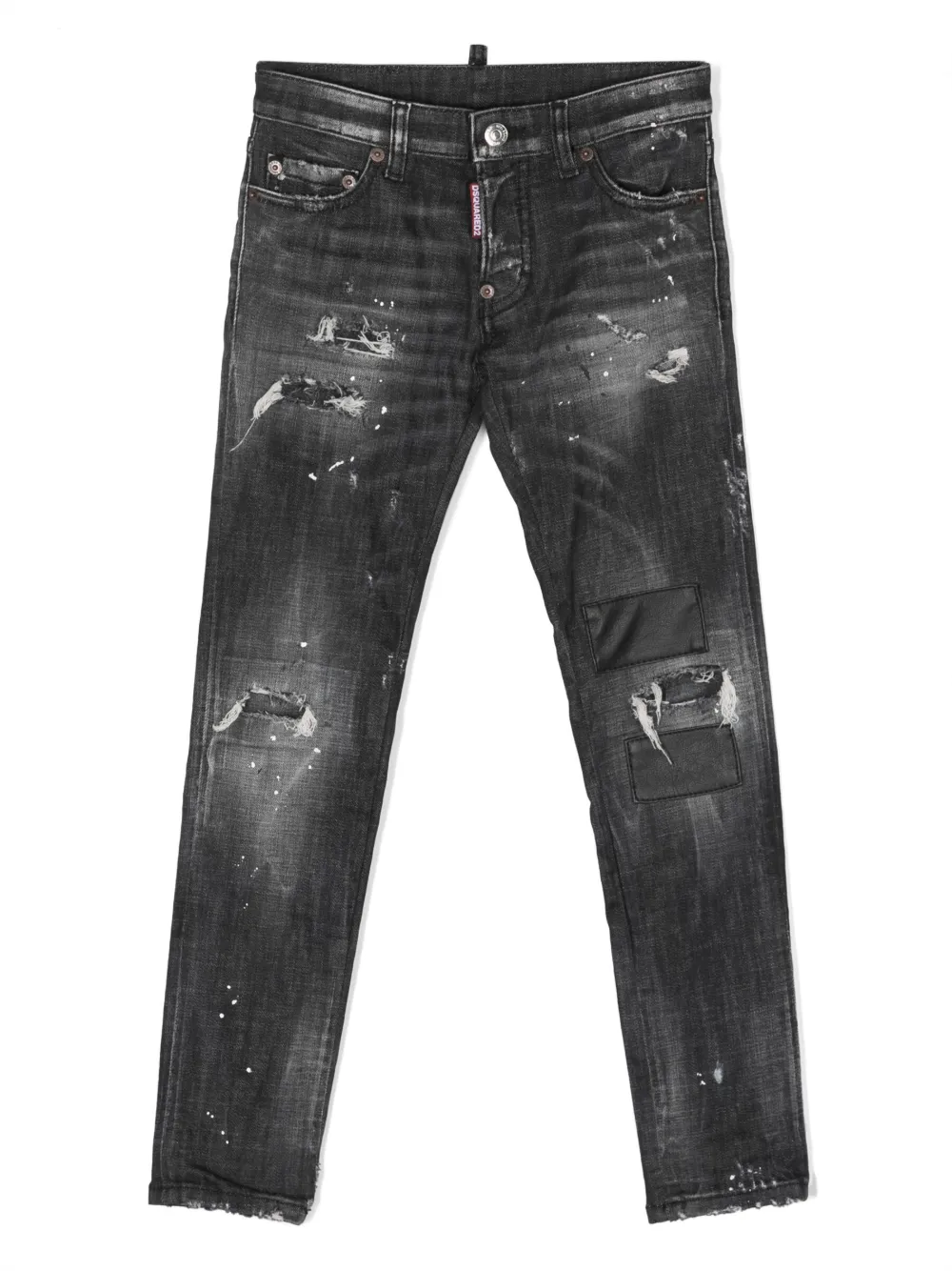 Dsquared2 Kids' Ripped-detail Slim-cut Jeans In Black