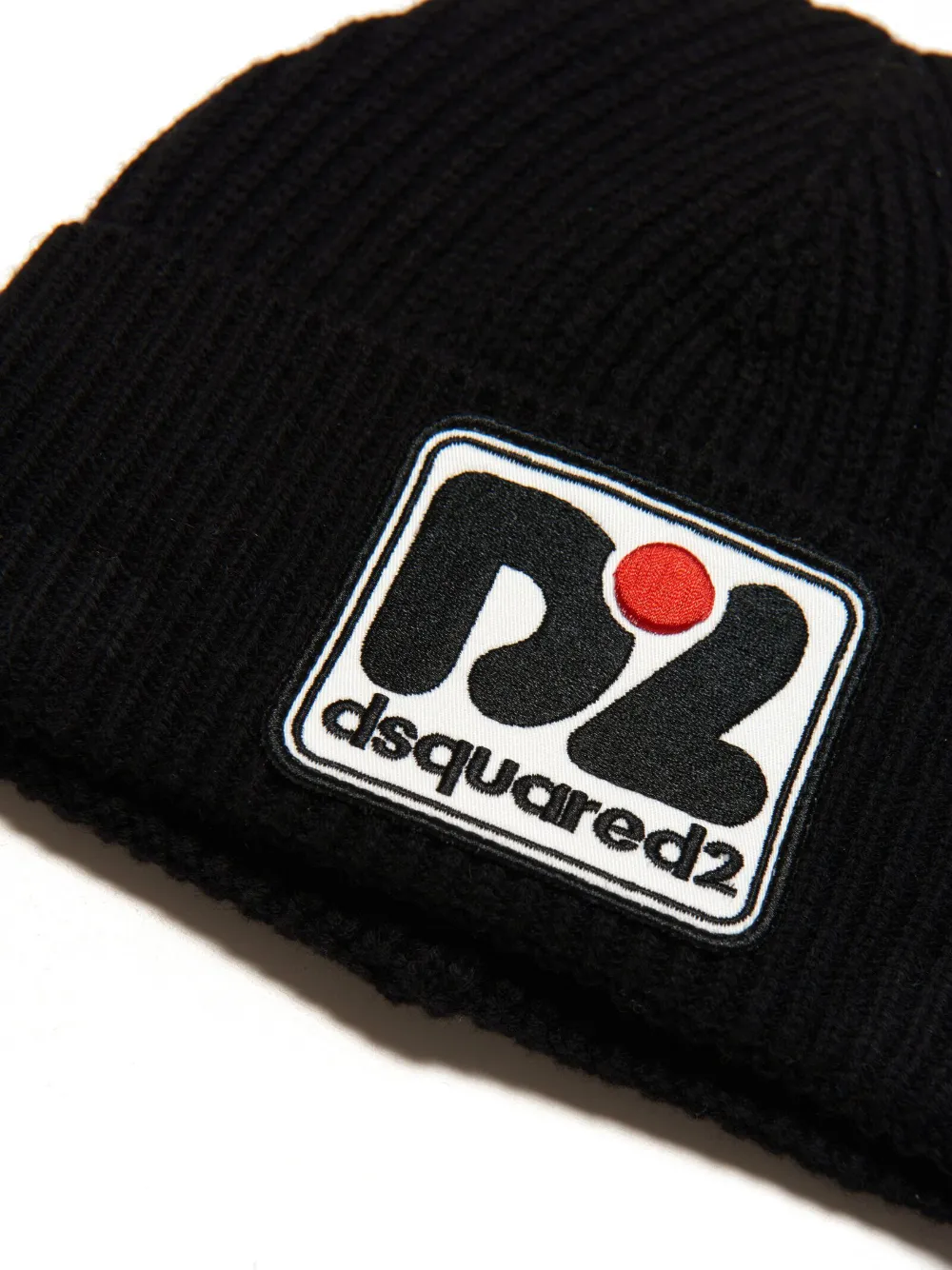 Shop Dsquared2 Logo-patch Ribbed Beanie In Black