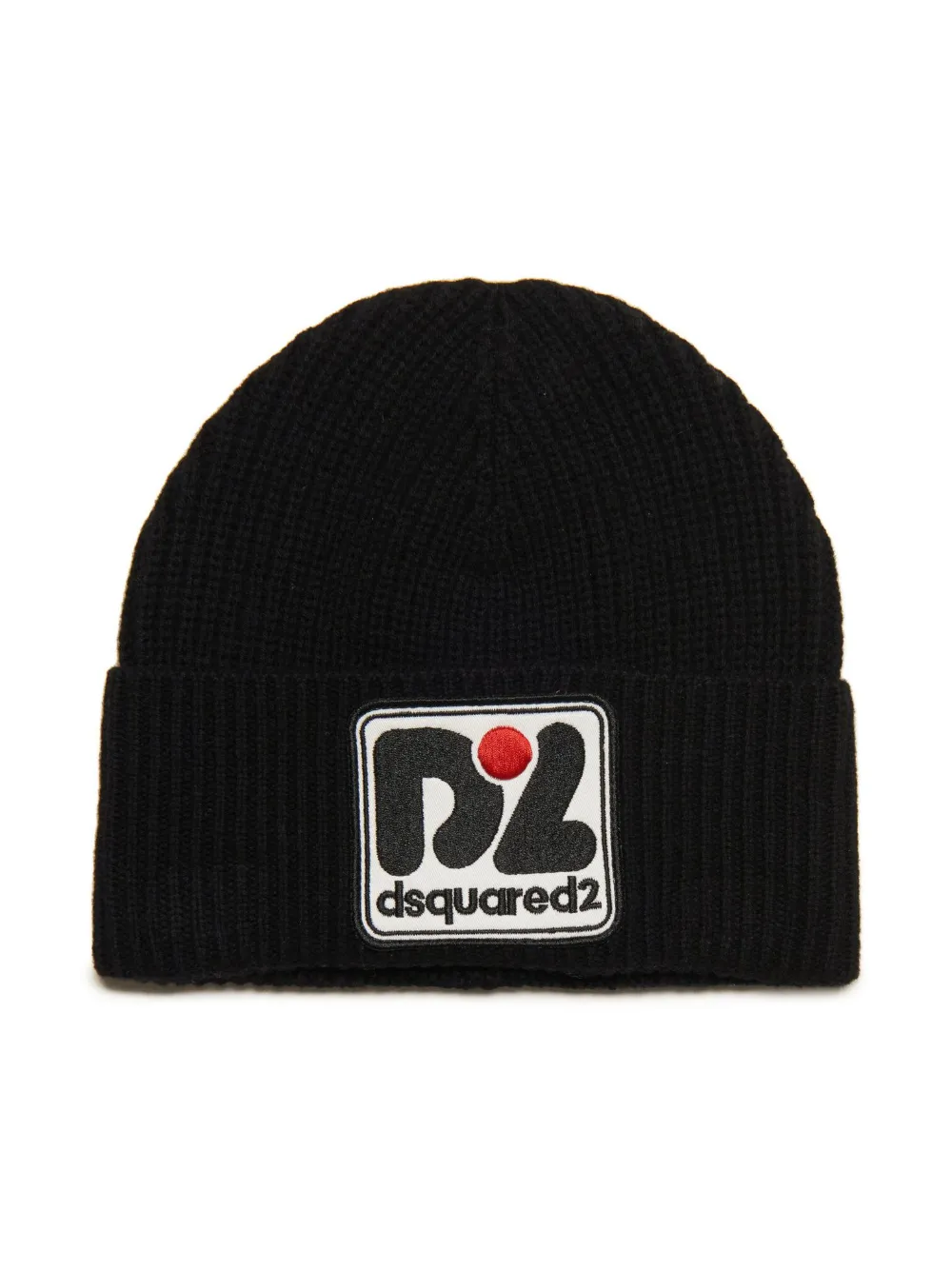 Image 1 of Dsquared2 Kids gorro tejido de canalé con parche del logo