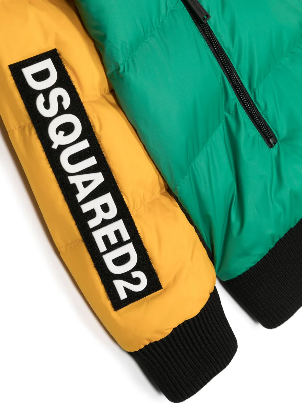 Colour-Block Buttoned Padded Jacket
