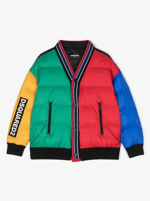 DSQUARED2 KIDS chamarra capitonada con diseño color block