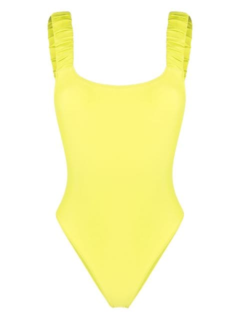 Sunnei logo-print ruched swimsuit