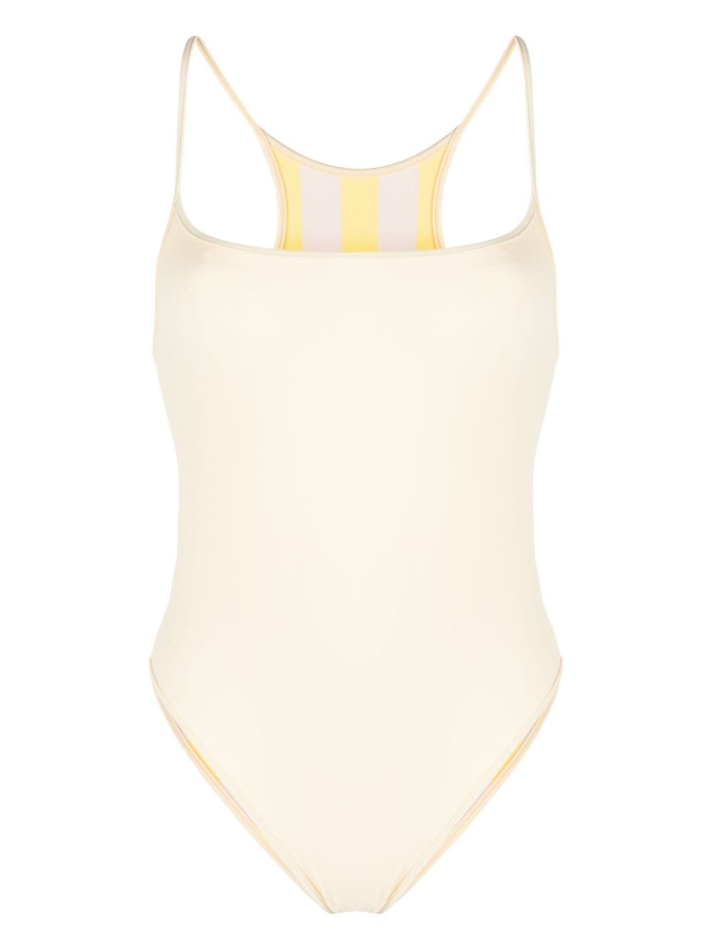 Sunnei reversible cut-out stripe swimsuit - Yellow