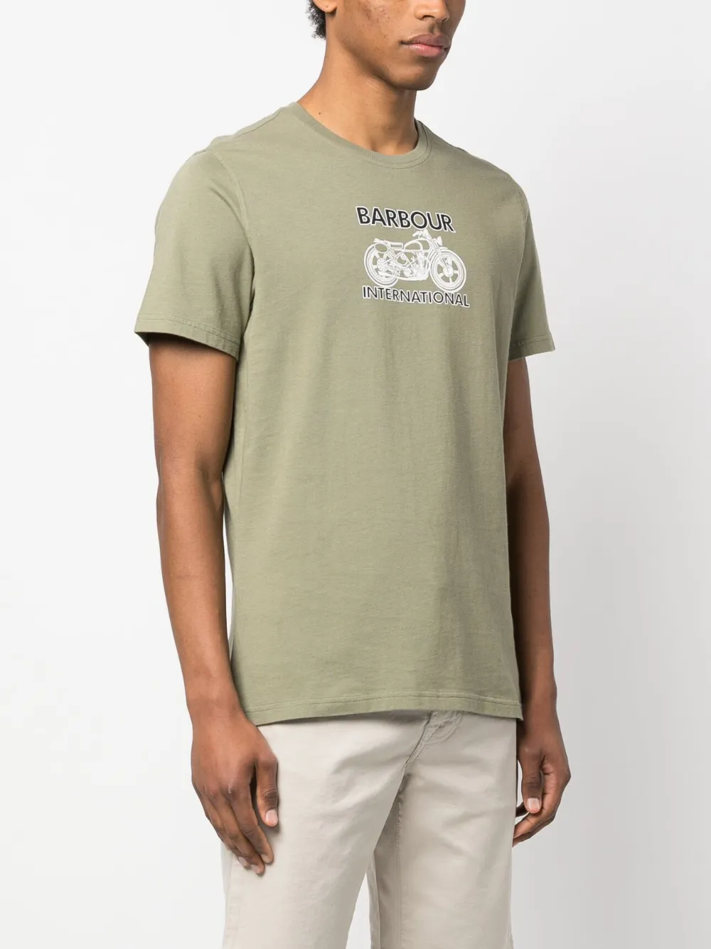 Shop Barbour International Logo-print Cotton T-shirt In Grün