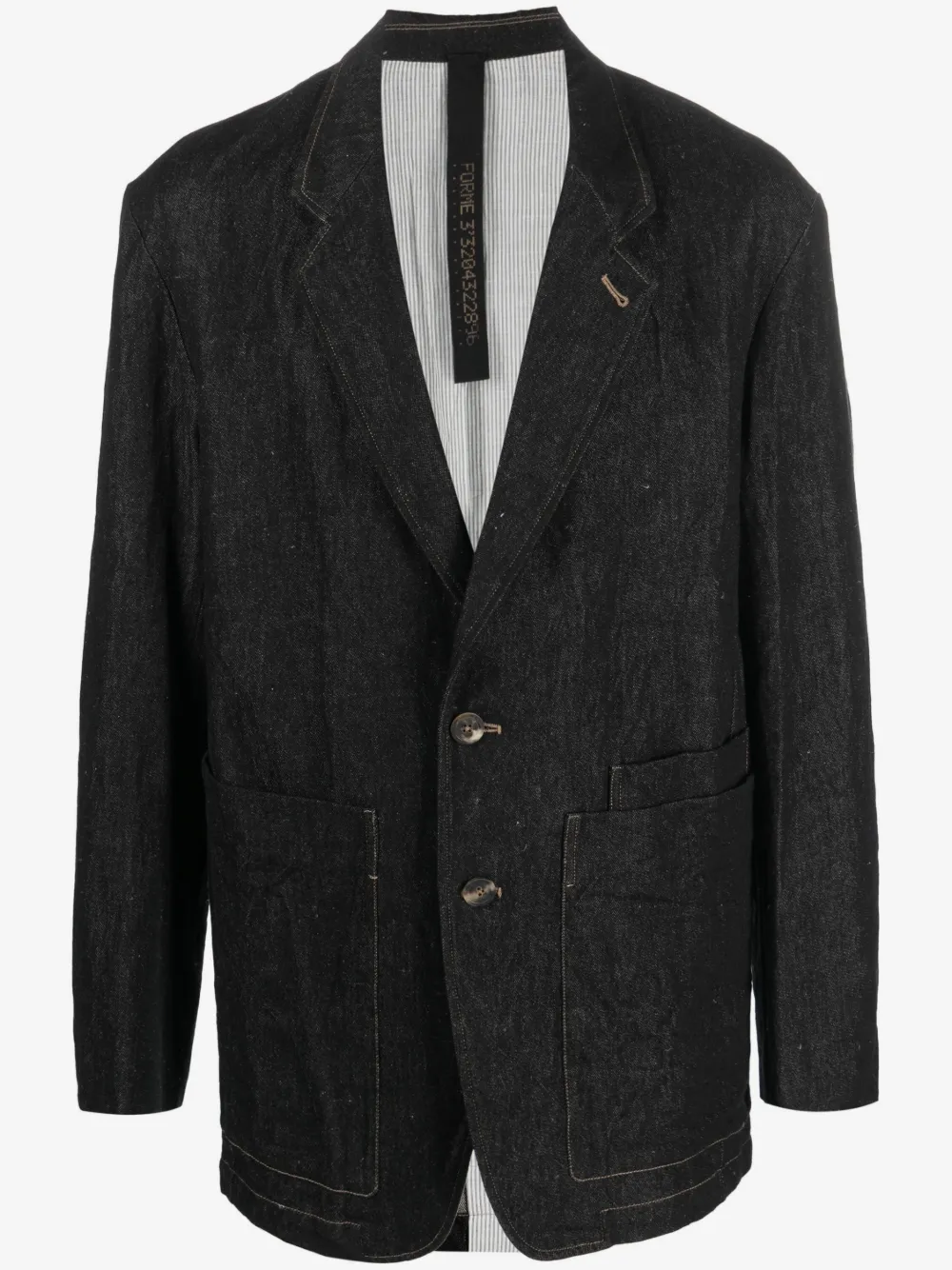 Forme D'expression patch-pockets denim blazer | Black | Image 1
