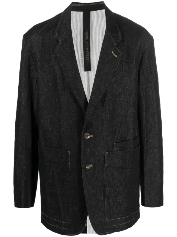 ジャケット・アウター forme D'expression 1/2Sleeves RoundShirt Forme D'expression patch-pockets Denim Blazer | Black | FARFETCH