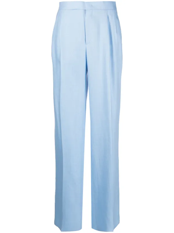Tagliatore High-waisted Pleated Trousers in Blue
