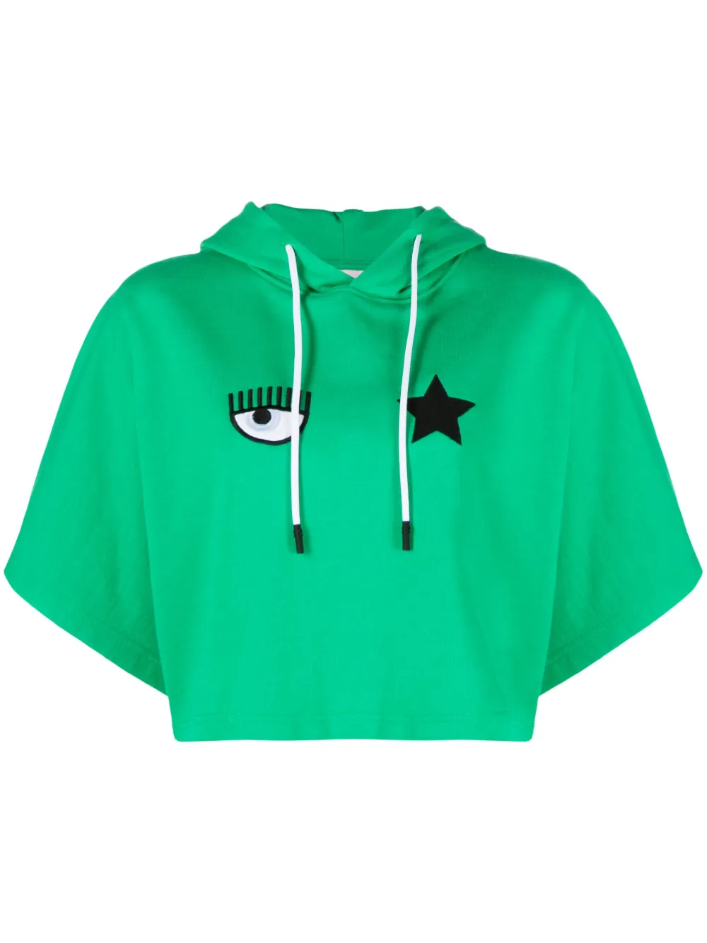 Chiara Ferragni Eye-like Motif Cropped Hoodie In Grün