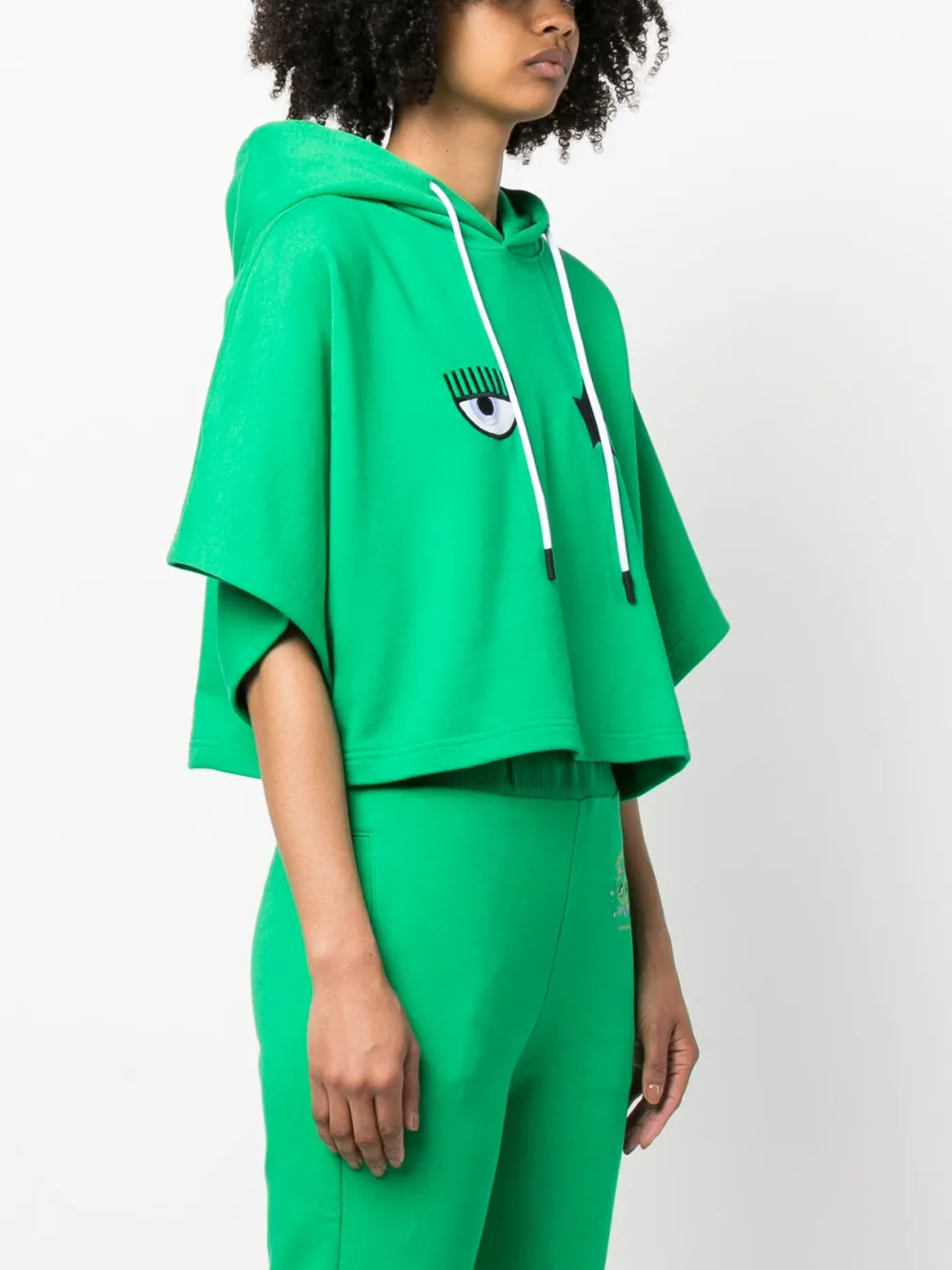 Chiara Ferragni Eye-like Motif Cropped Hoodie In Grün