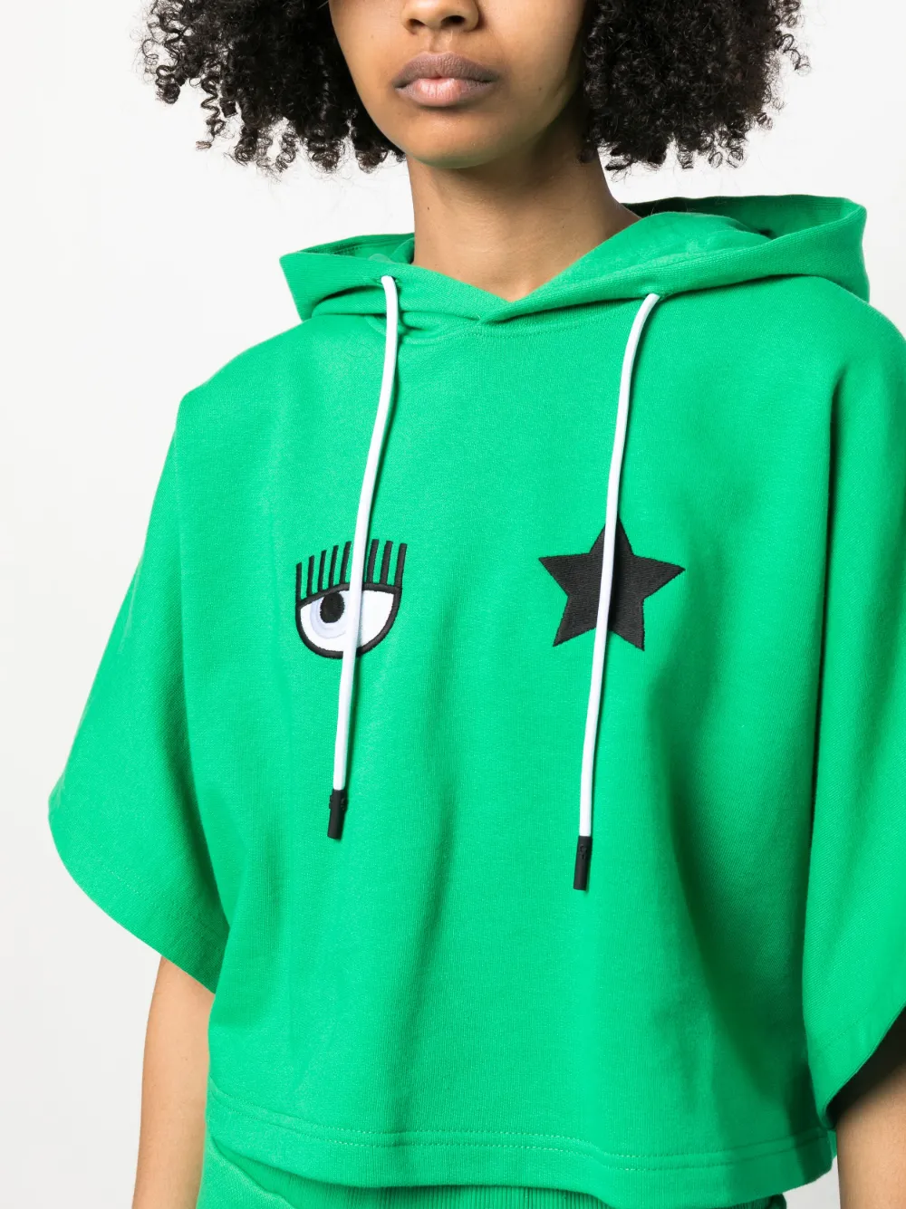 Chiara Ferragni Eye-like Motif Cropped Hoodie In Grün