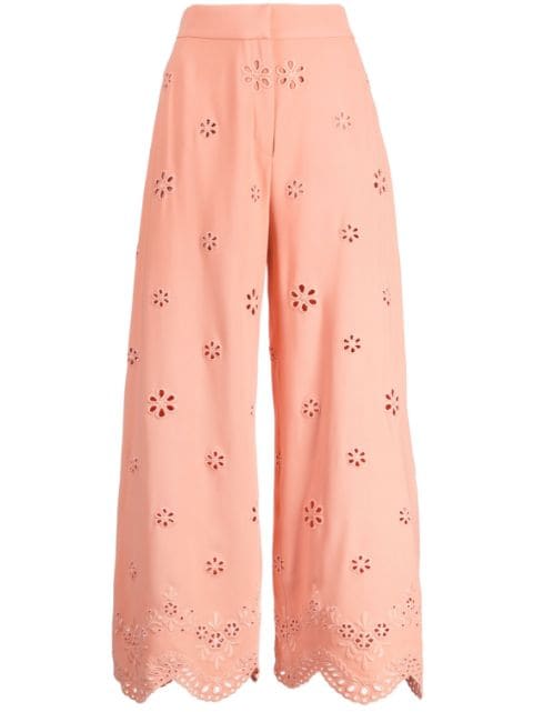 Elie Saab broderie-anglaise cropped trousers