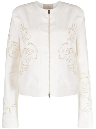 Elie Saab lace embellished zip up Jacket White FARFETCH BH