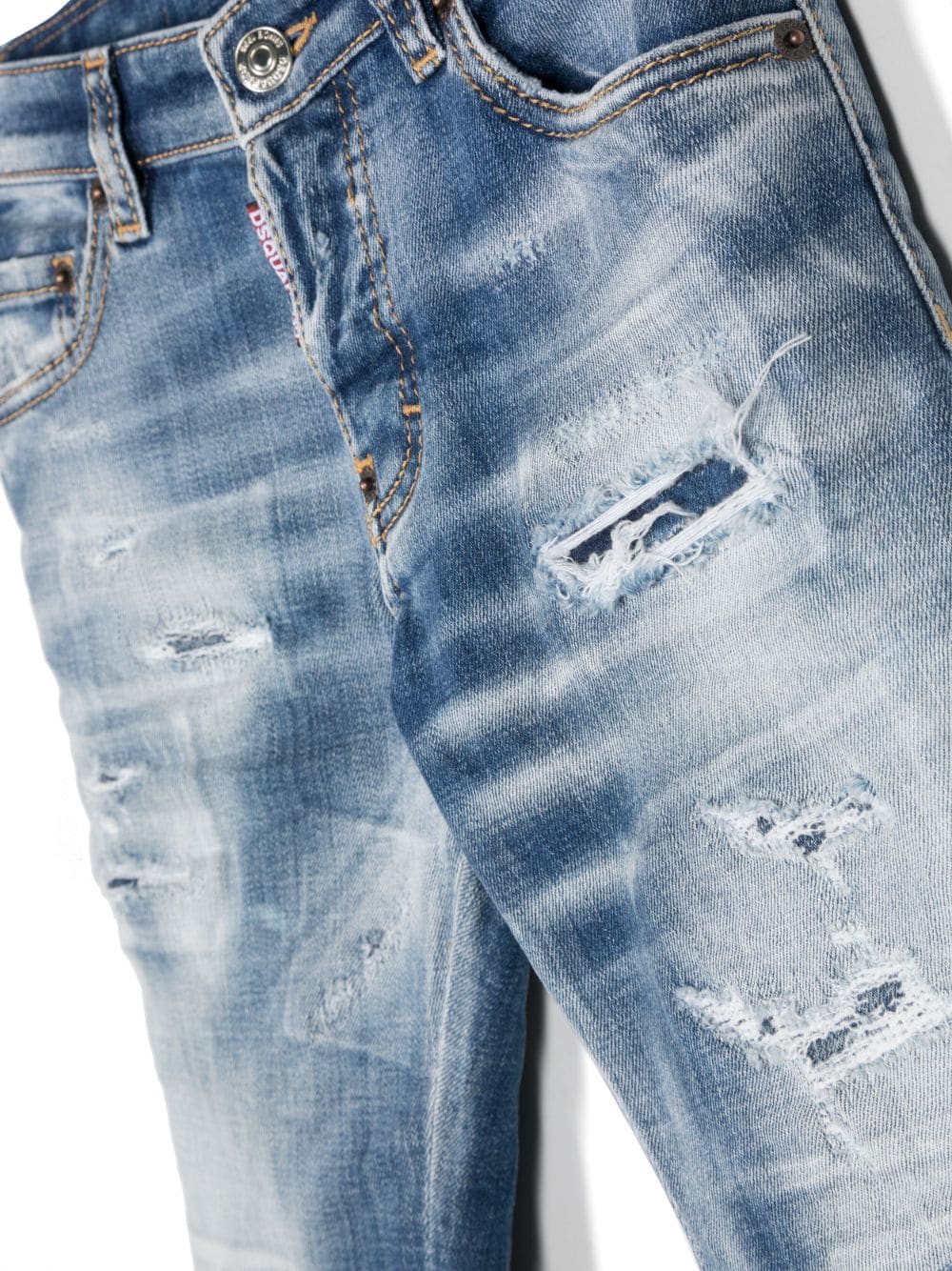 Shop Dsquared2 Logo-patch Distressed Jeans In Blue