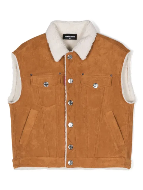 DSQUARED2 KIDS faux-suede shearling waistcoat