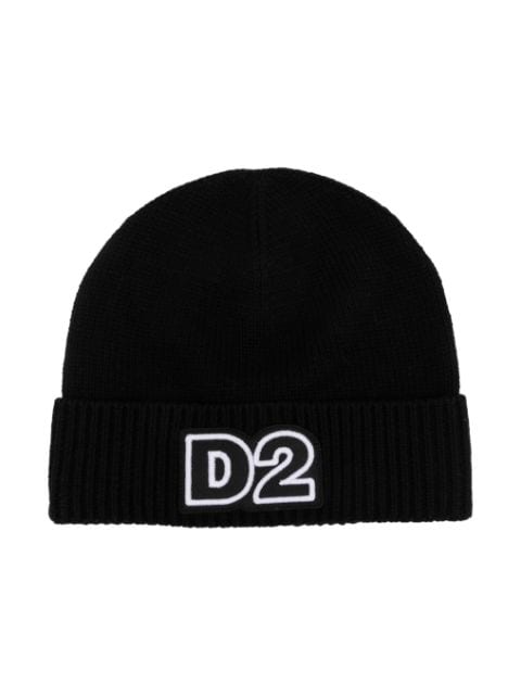 Dsquared2 Kids logo-patch ribbed-knit beanie 
