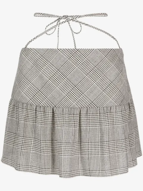 Alessandra Rich falda corta con cuadros estampados