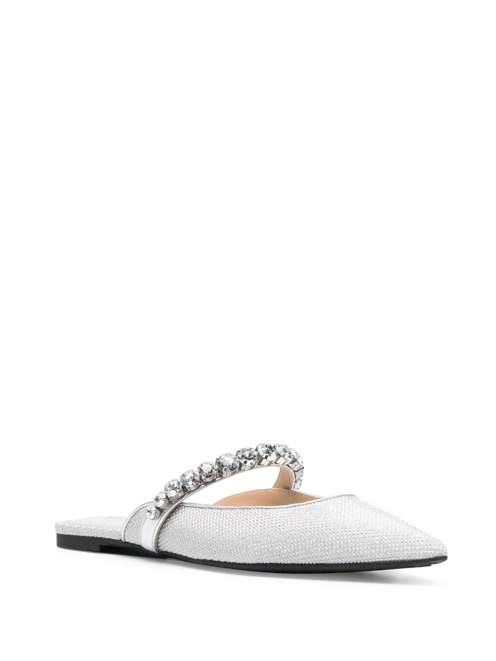 Shop Michael Kors Pointed-toe Crystal-embellished Mules In Silver