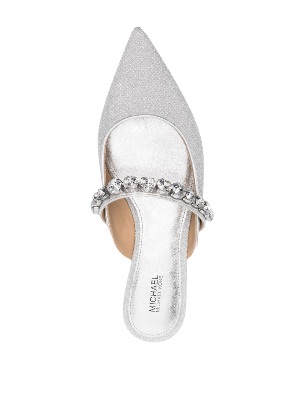 Shop Michael Kors Pointed-toe Crystal-embellished Mules In Silver