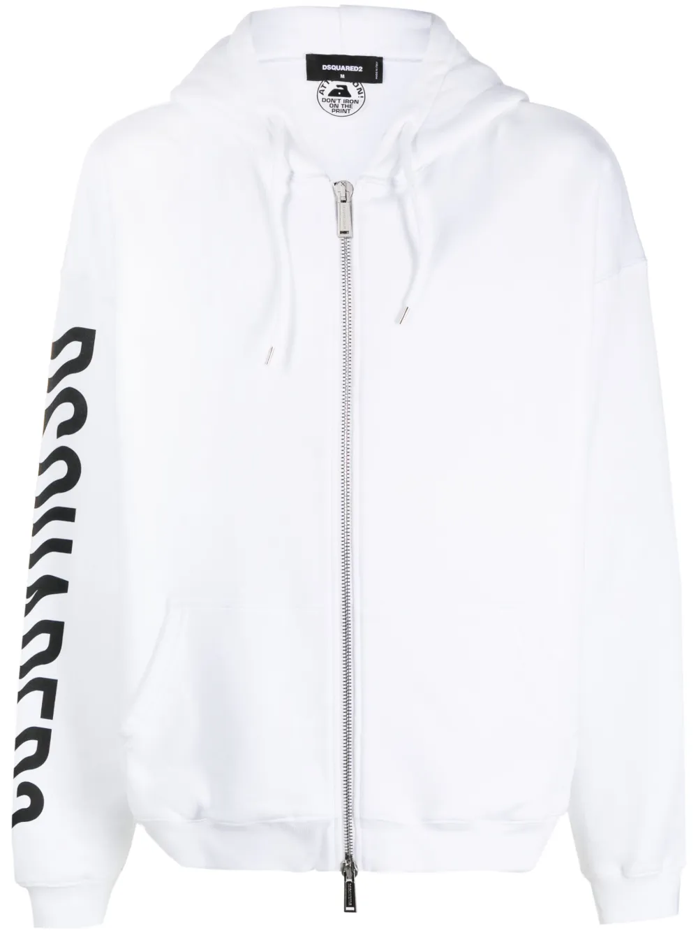 Dsquared2 Logo Print Zip-up Hoodie In Weiss