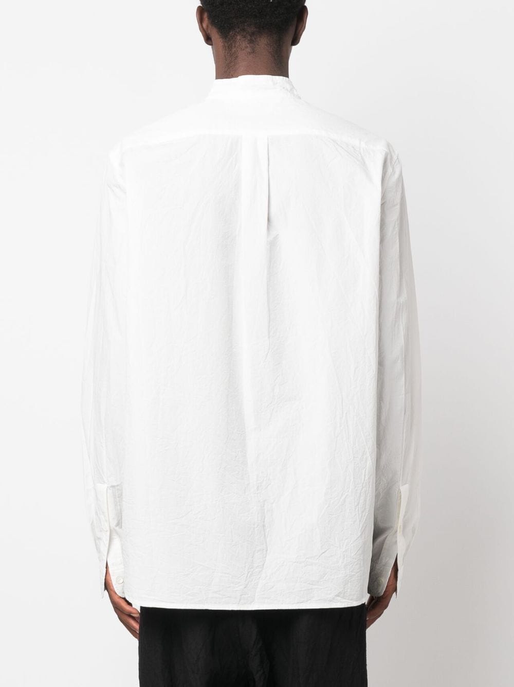 Shop Forme D'expression Band-collar Cotton Shirt In Weiss