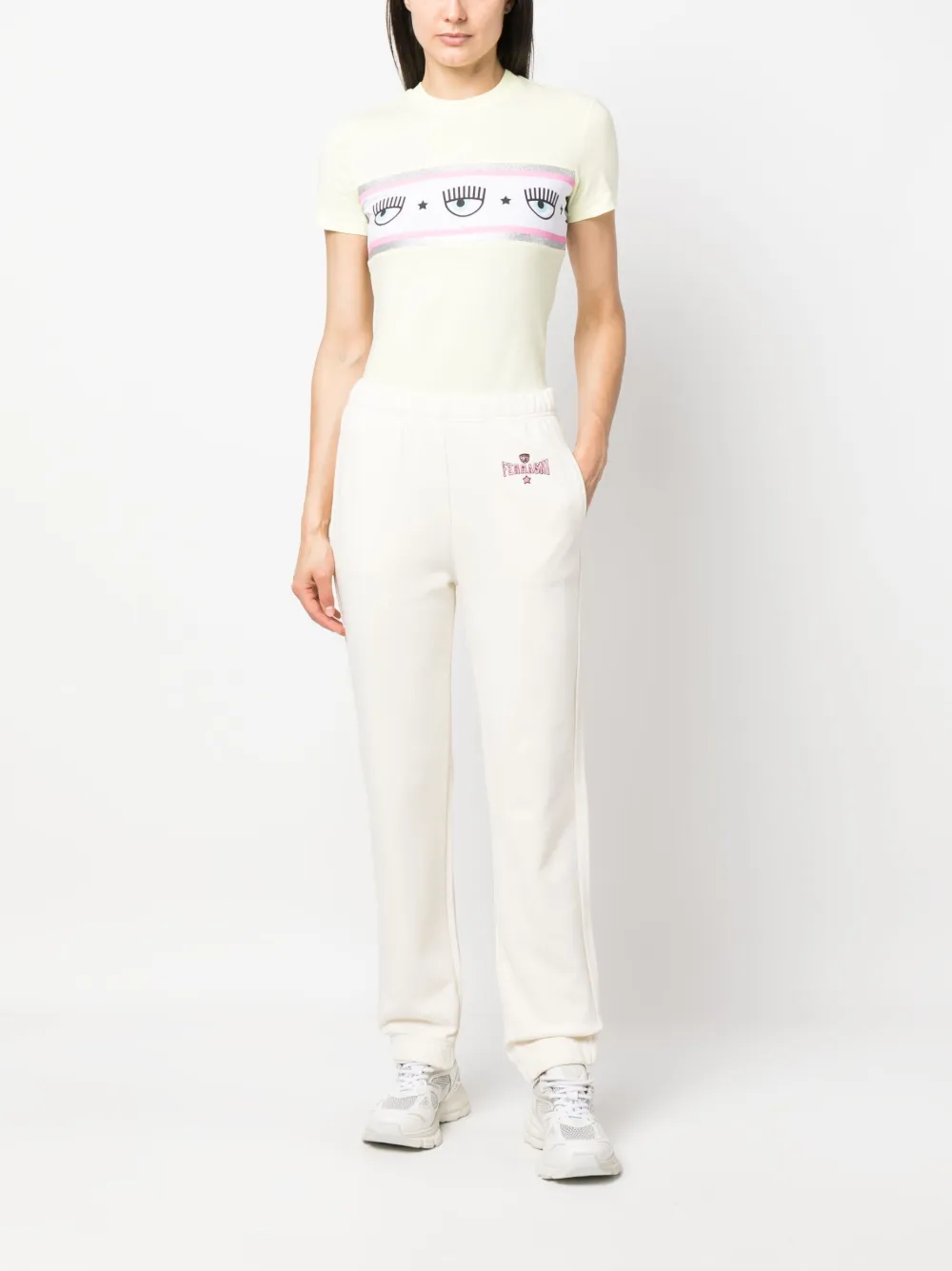 Chiara Ferragni Trainingsbroek met geborduurd logo - Beige