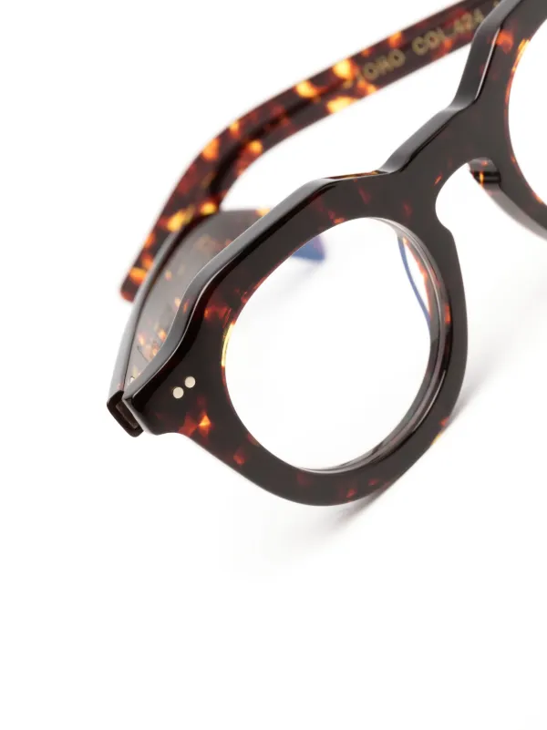 Lesca トータスシェル ラウンド眼鏡フレーム | ブラウン | FARFETCH JP