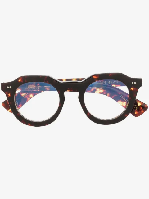 Lesca round-frame tortoiseshell-effect glasses