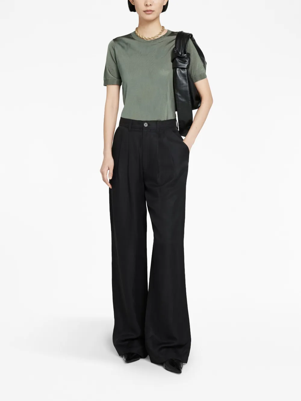 ANINE BING Atlas short-sleeve jumper - Groen