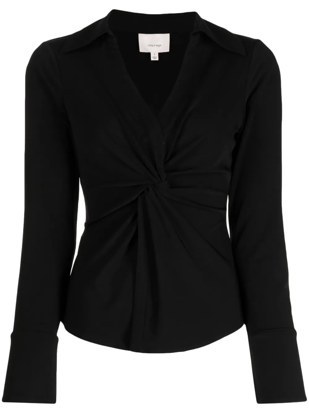 Cinq À Sept Mckenna Super Stretch Twisted-front Top In Black