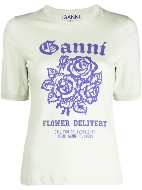 GANNI Flower Fitter organic-cotton T-shirt