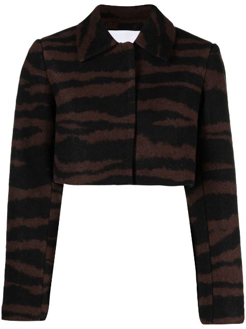 GANNI tiger-jacquard cropped jacket Women