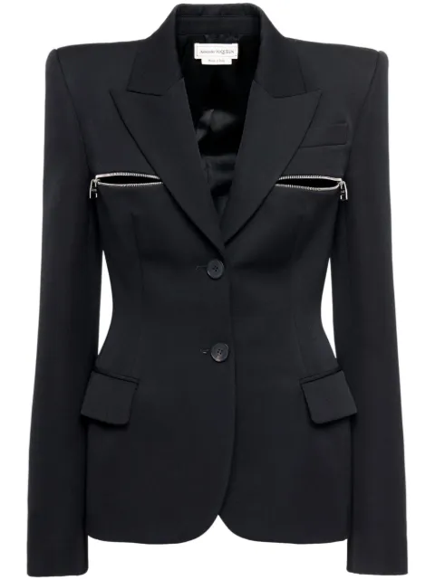 Alexander McQueen zip-embellished single-breasted blazer