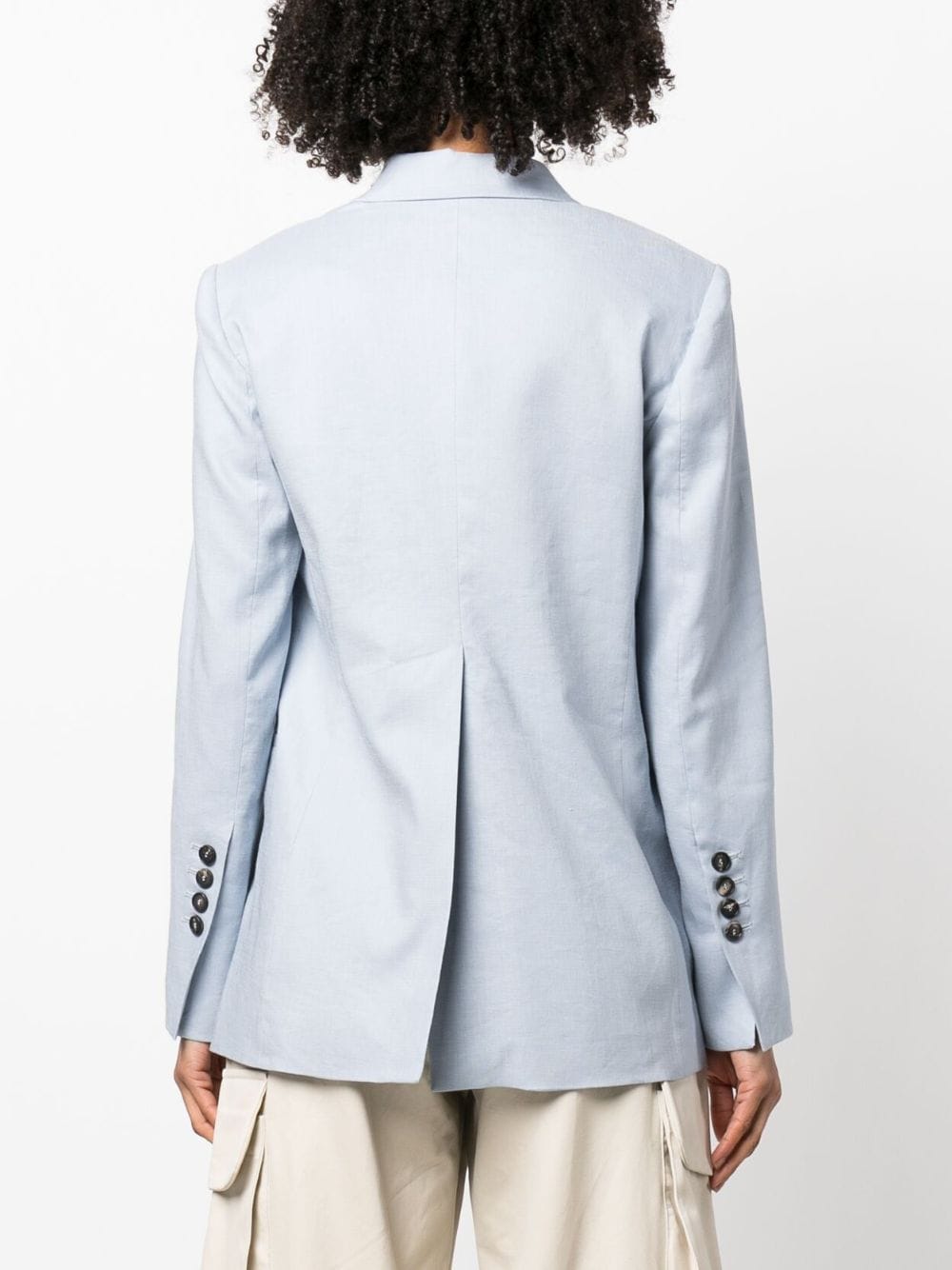 Shop Tela Linen-blend Blazer In Blue