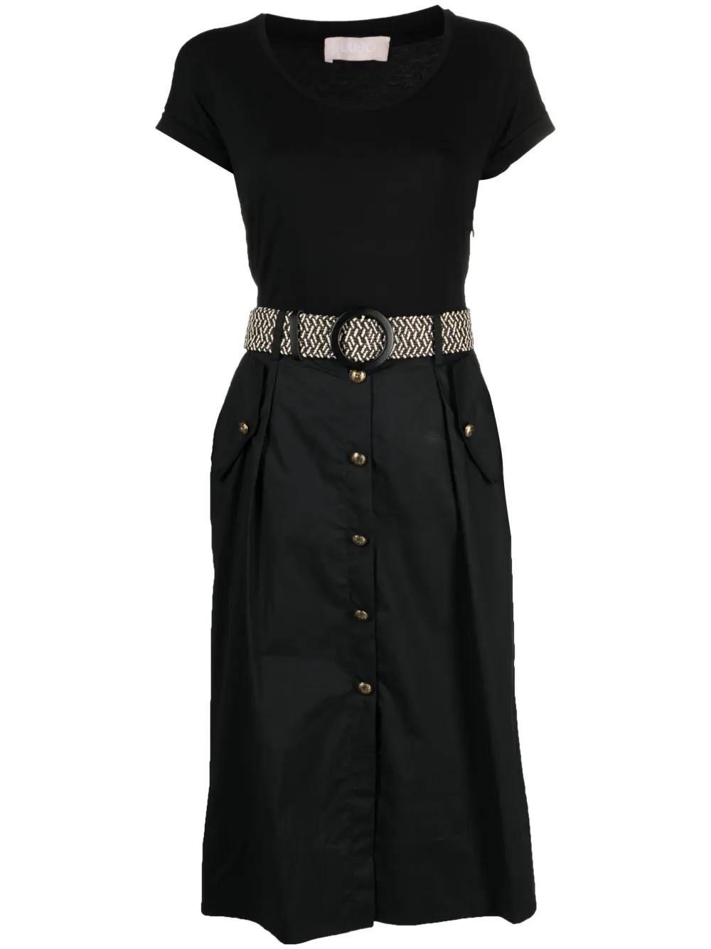 LIU JO belted cotton midi dress