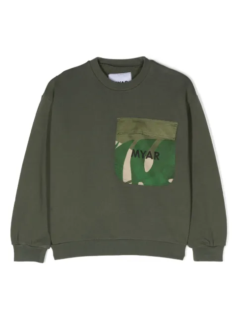 MYAR KIDS leaf-appliqué cotton sweatshirt