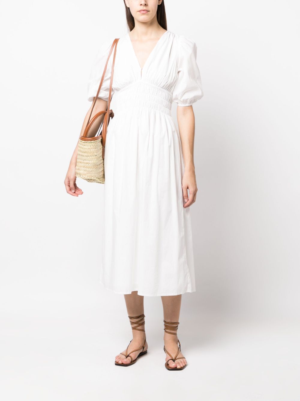 Faithfull the Brand elasticated-waist cotton dress - Wit