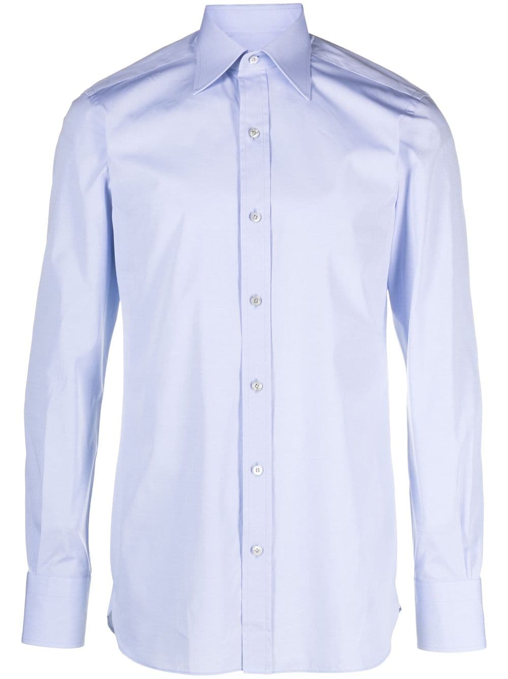 Shop Tom Ford Long-sleeve Cotton Shirt In Blue